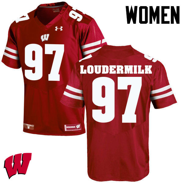 Wisconsin Badgers Women's #97 Isaiahh Loudermilk NCAA Under Armour Authentic Red College Stitched Football Jersey LZ40H11MZ